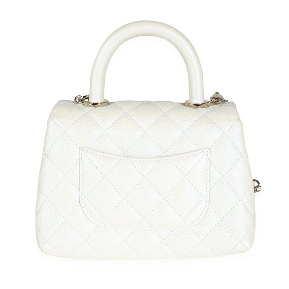 Chanel 20k Iridescent Ivory Quilted Caviar Extra Mini Coco Handle Flap Bag - Picture 3 of 8